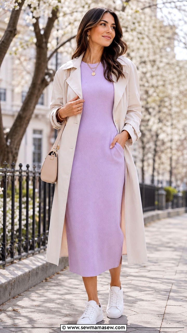 Lavender Knit Dress - 30 Spring lavender outfit ideas