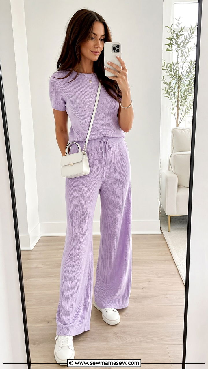Lavender Matching Knit Set - 30 Spring lavender outfit ideas