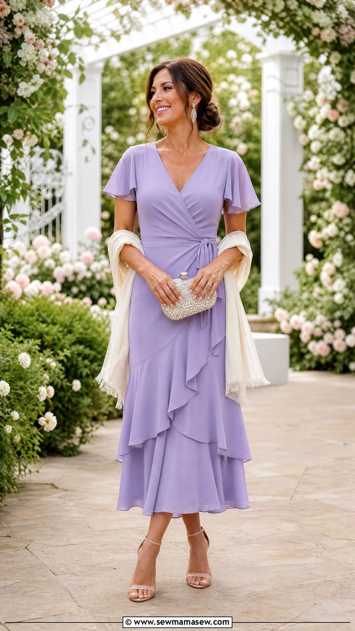 Lavender Midi Dress for Wedding Guests - 35 Lavender outfit ideas