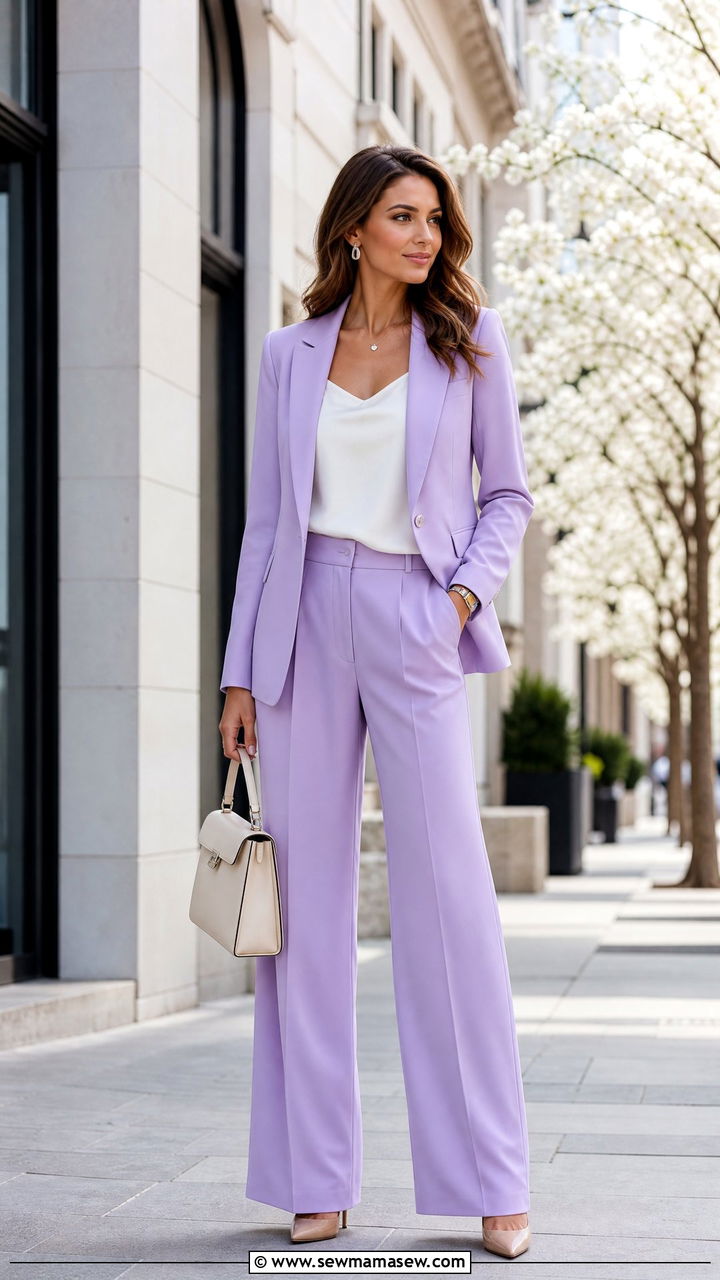 Lavender Monochrome Blazer and Trouser Set - 35 Lavender outfit ideas
