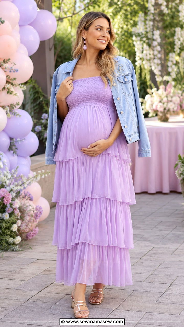 Lavender Ruffle Maternity Dress Spring Baby Shower Outfit - 25 Baby shower outfit ideas spring