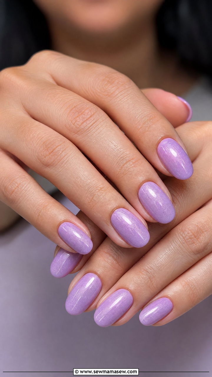 Lavender Shimmer Gel Nails - 50 gel polish