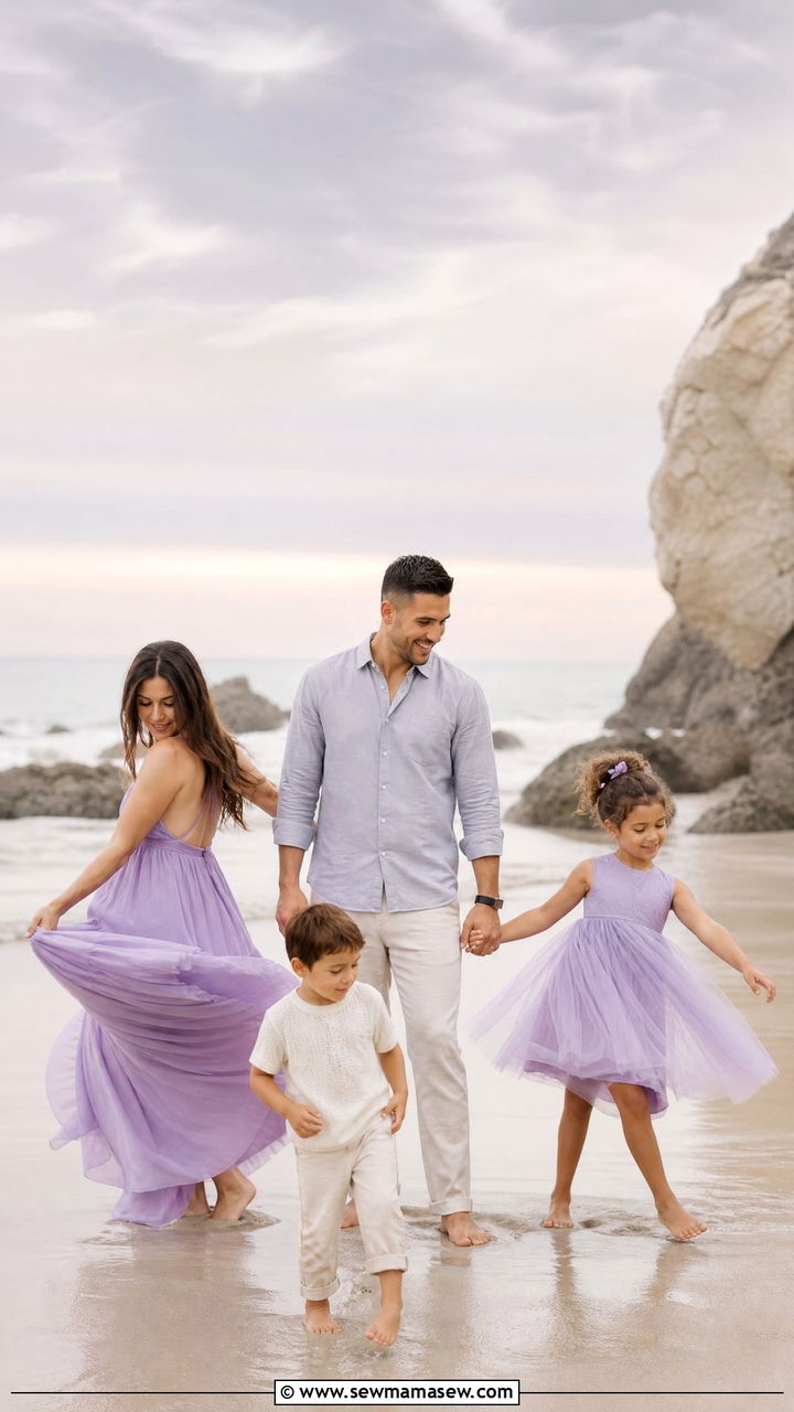 Lavender and Cream Family Beach Outfit - 30 Family beach photo outfit ideas