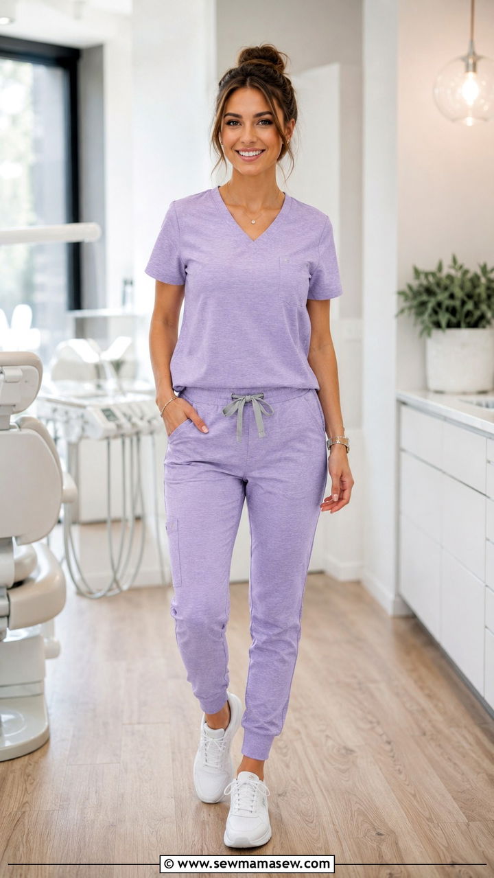 Lavender dental scrub outfit - 30 Dental hygienist outfit ideas