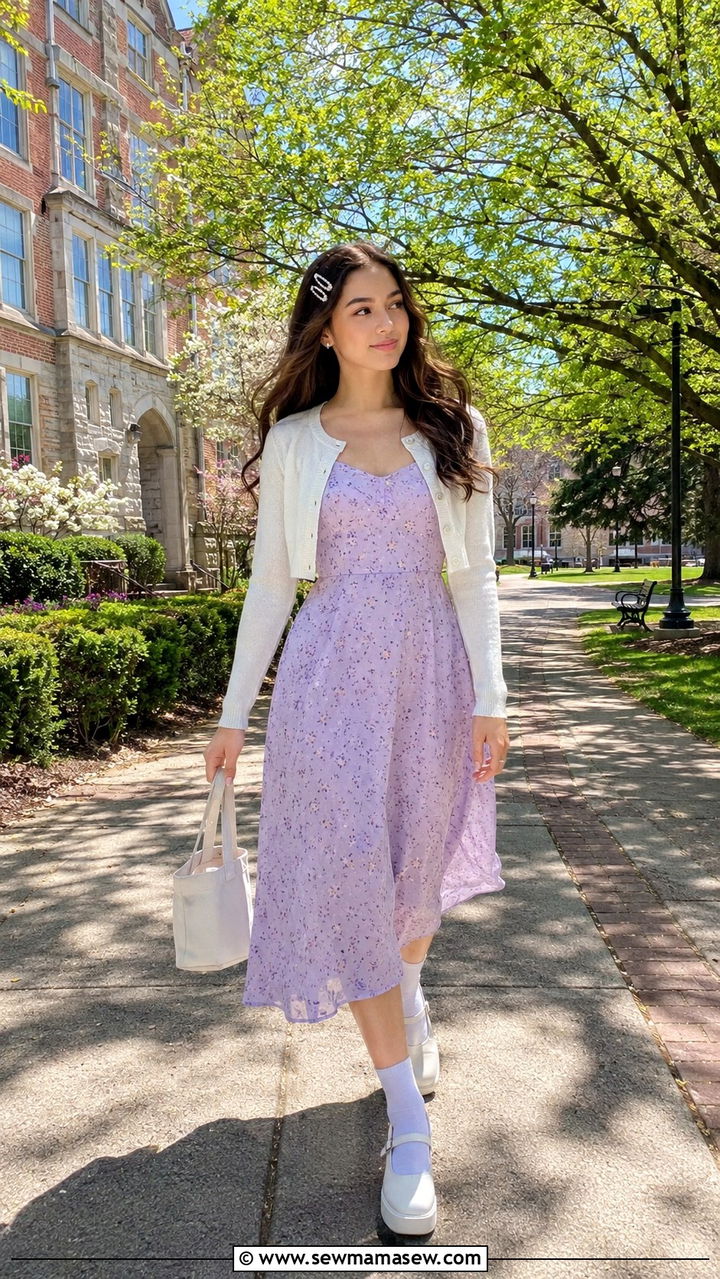 Lavender midi dress outfit spring - 30 Spring outfits for college girls