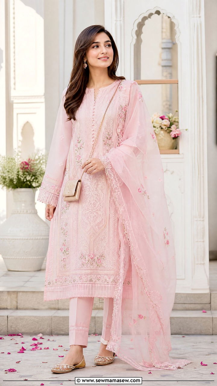 Lawn Embroidered 3 Piece Suit - 30 Eid al Fitr outfit ideas
