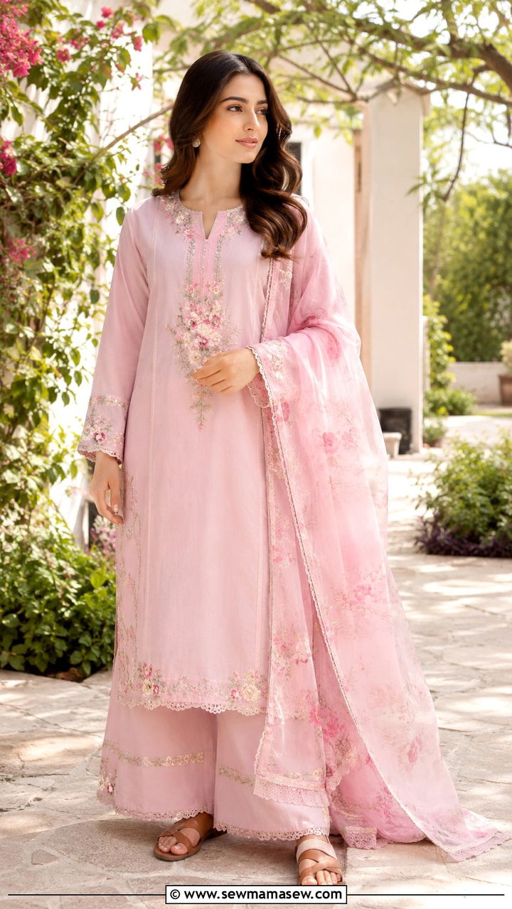 Lawn Suit With Flat Sandals - 30 Islamabad outfit ideas