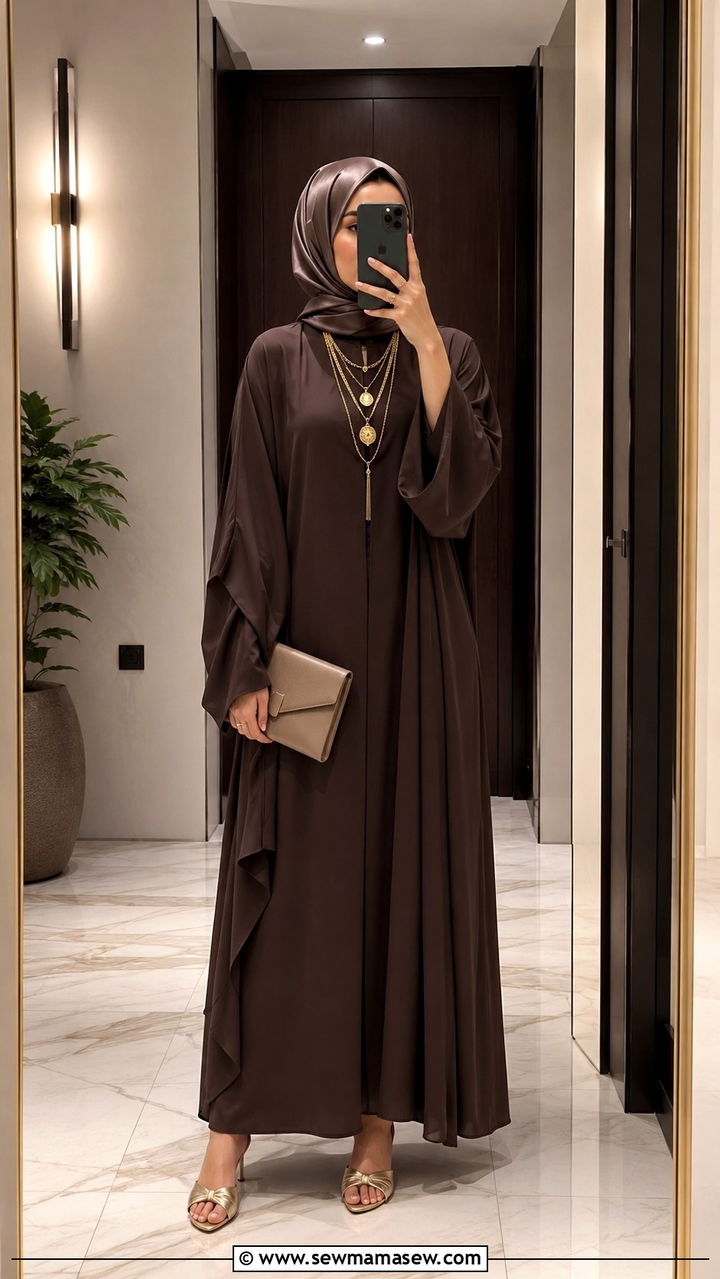 Layered Abaya With Statement Necklace - 30 Modest outfit ideas with abaya