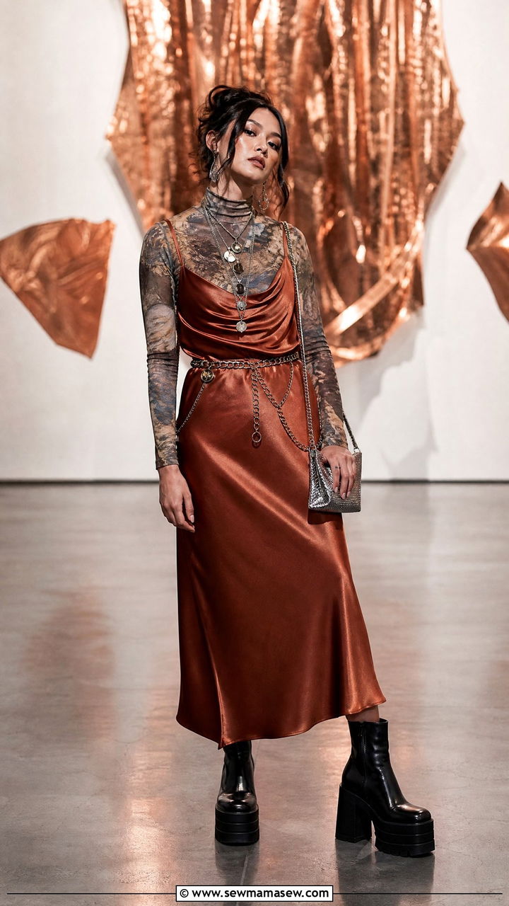 Layered Mesh Top with Slip Dress Outfit - 35 maximalist outfits aesthetic