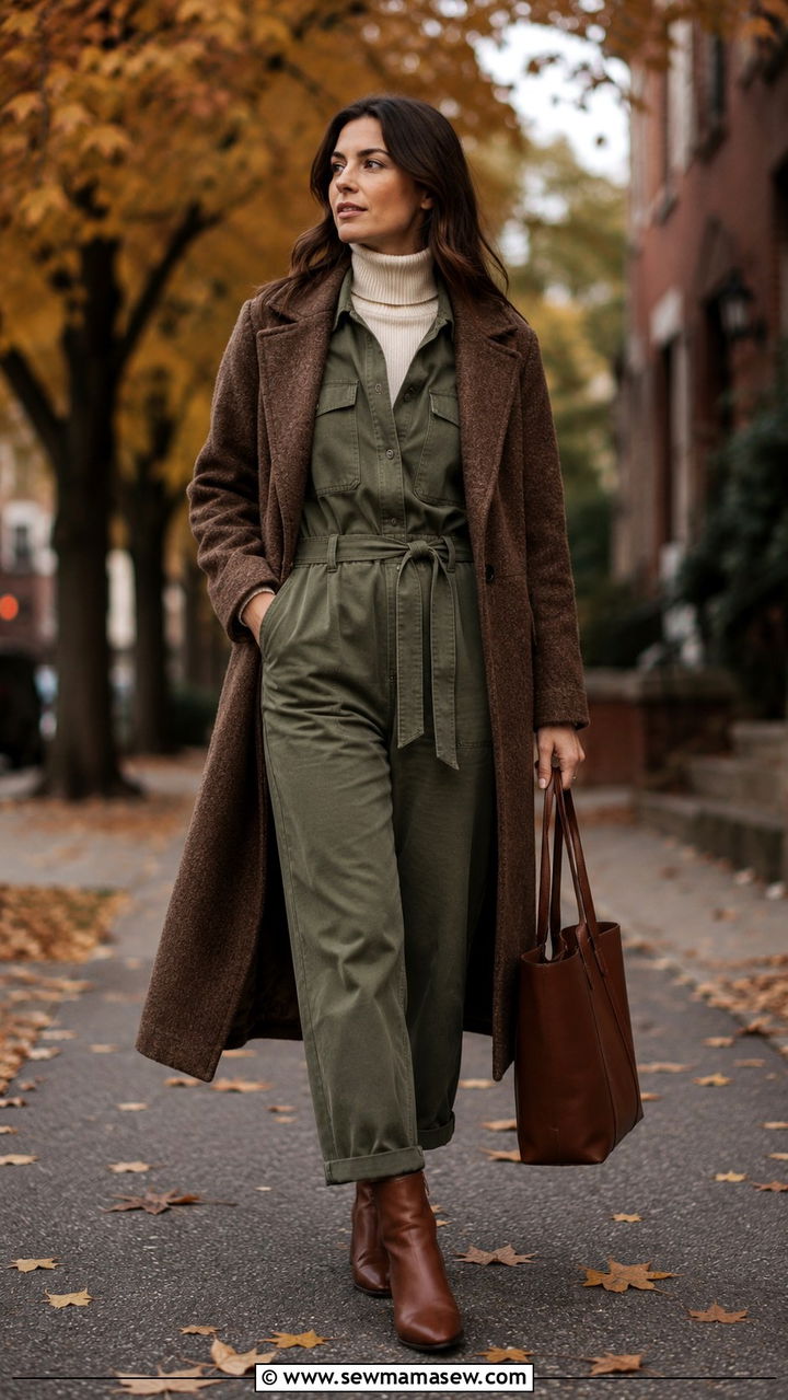 Layered Utility Jumpsuit Fall Outfit - 30 Utility jumpsuit outfit ideas