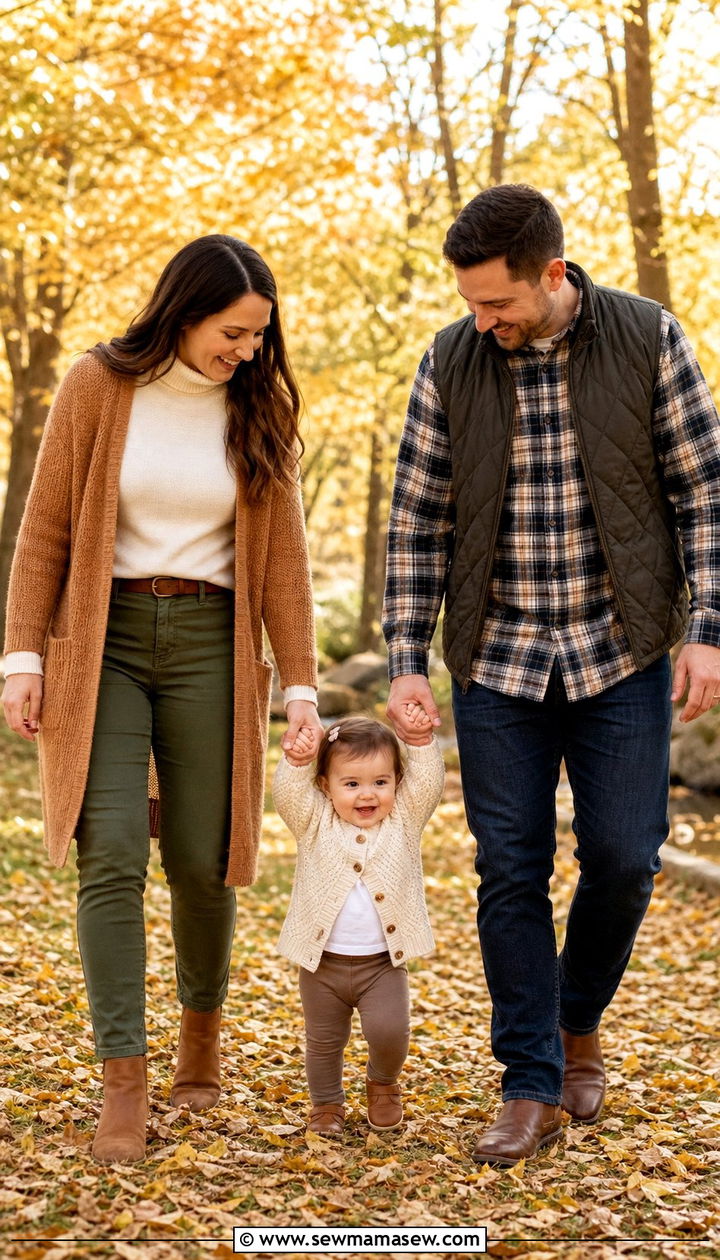 Layered fall family photo outfit with toddler - 25 Family photo outfit ideas with toddlers