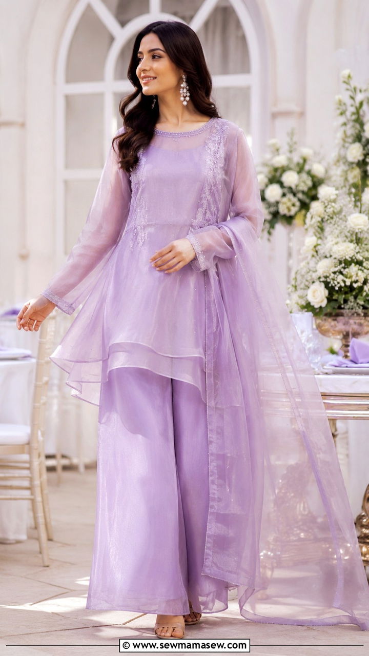 Layered organza palazzo suit for Walima - 25 Wedding guest outfit ideas Walima ceremony