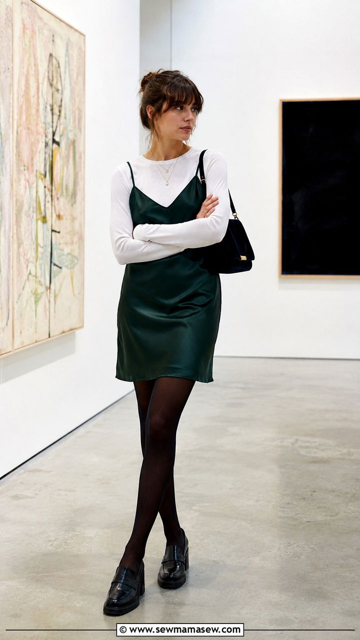 Layered slip dress over a long sleeve tee - 30 Indie girl outfit ideas