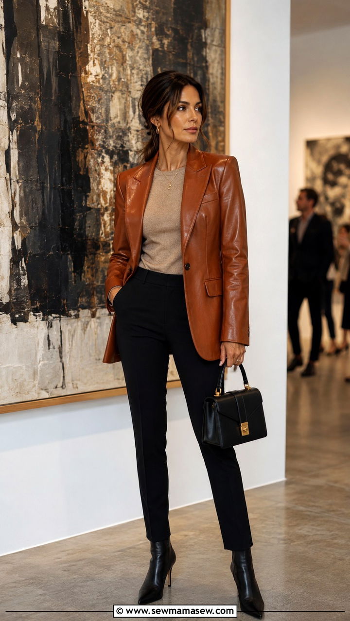 Leather Blazer With Slim Ponte Trousers - 25 Ageless outfit ideas 2026