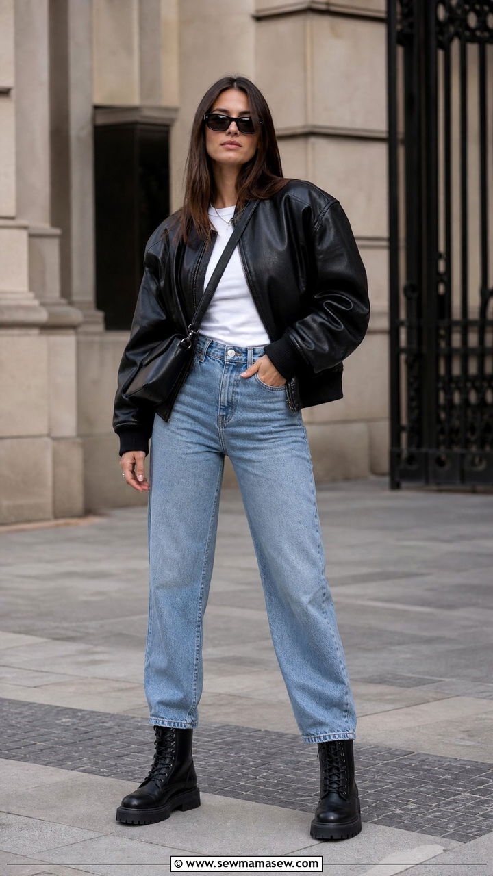 Leather Bomber Jacket and Jeans Outfit - 25 2026 outfits ideas