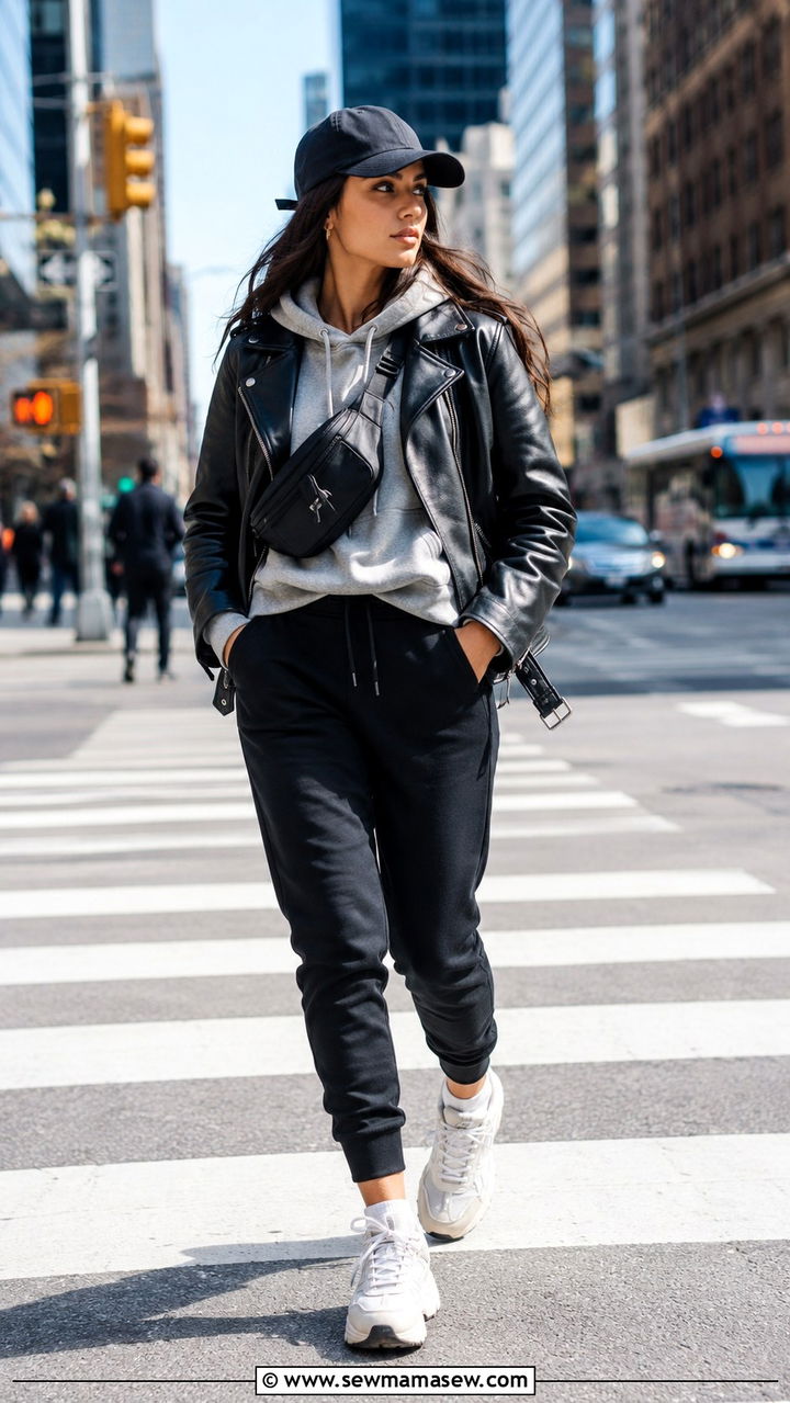 Leather Jacket With Hoodie And Joggers - 30 how to style leather jacket