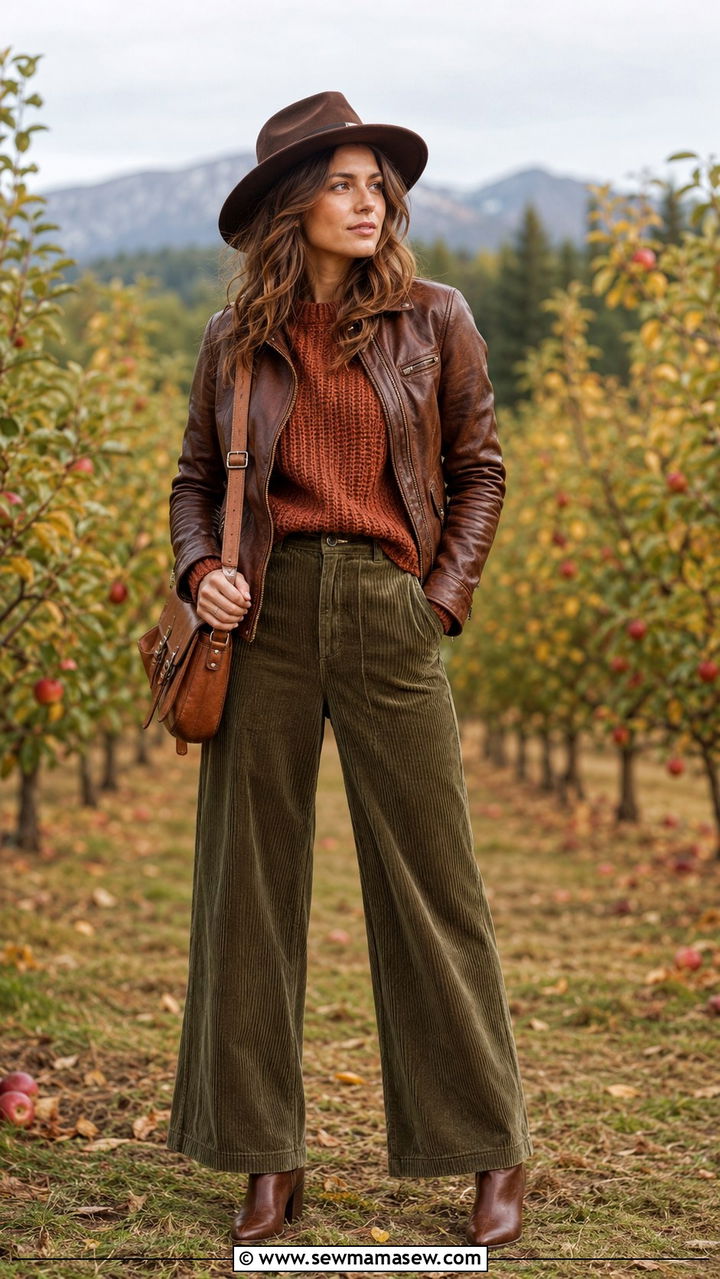 Leather Jacket With Knit Sweater And Corduroy Pants - 30 how to style leather jacket