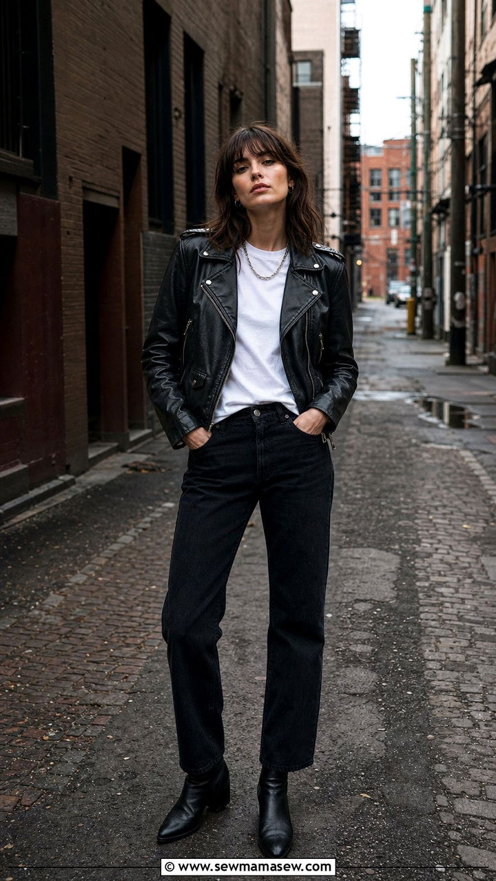 Leather Jacket With Straight Leg Jeans - 25 spring straight leg jeans outfit ideas