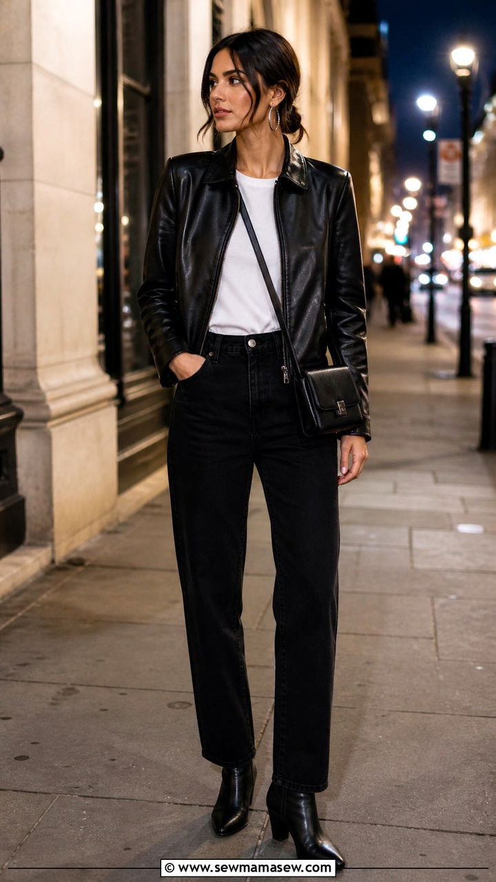 Leather Jacket and Black Jeans - 40 Minimalist outfit ideas