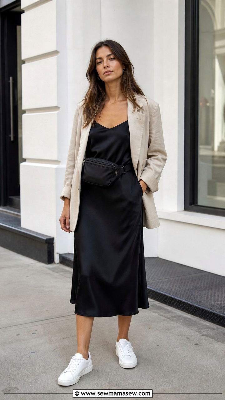 Leather Jacket and Midi Dress Outfit NYC - 40 New York outfit ideas