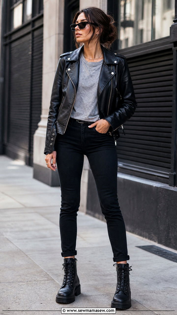Leather Jacket with Black Jeans Outfit - 25 How to style black jeans