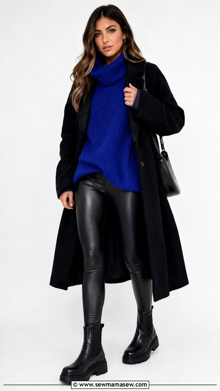 Leather Leggings and Oversized Sweater Outfit - 30 NFL game outfit ideas