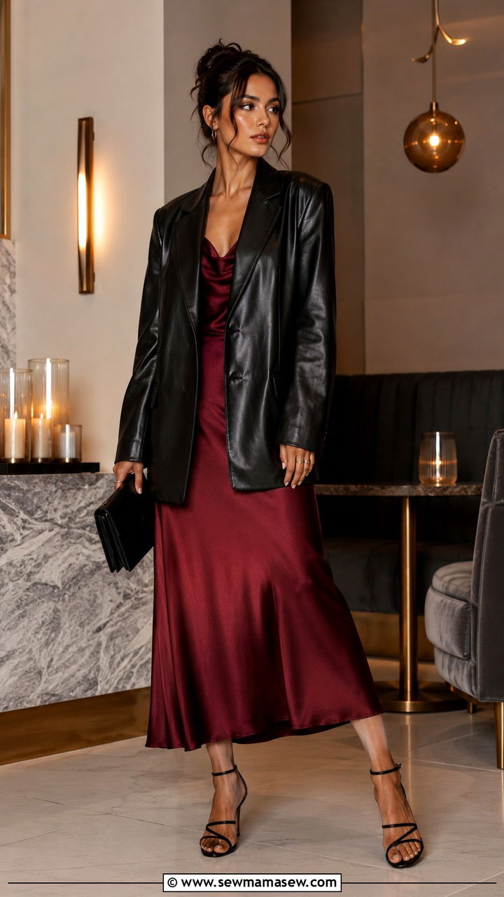Leather Oversized Blazer With A Midi Dress - 30 How to style an oversized blazer