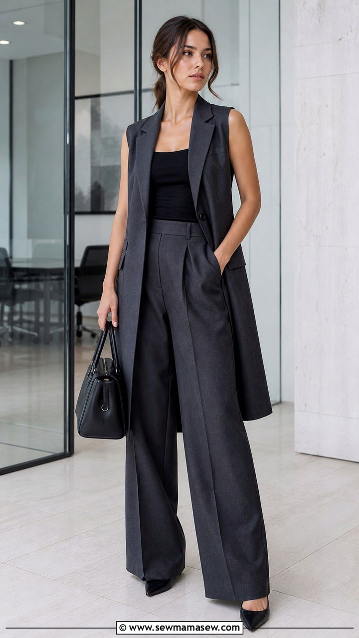Leather Pencil Skirt with Chunky Knit Sweater - 40 office outfits ideas