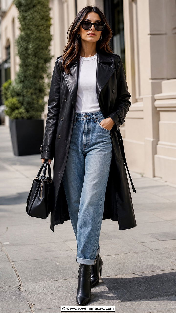 Leather Trench Coat With Boyfriend Jeans - 25 Boyfriend jeans outfit ideas with a trench coat