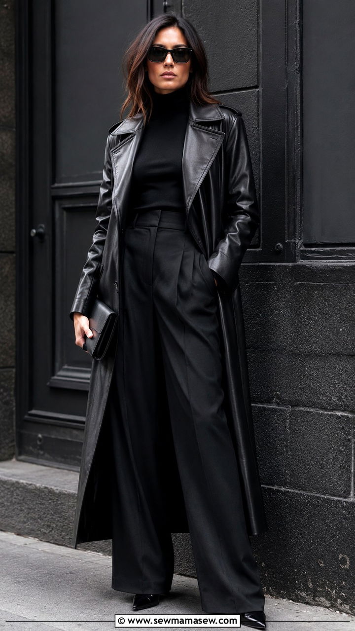 Leather Trench Coat With Wide Leg Trousers Outfit - 25 Wide leg trousers outfit ideas with a trench coat