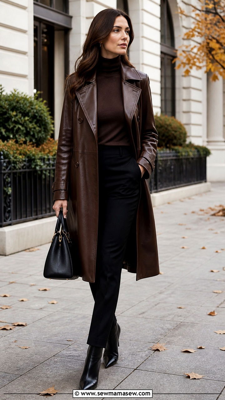Leather Trench Coat and Slim Trousers - 20 2026 fashion trends women trends