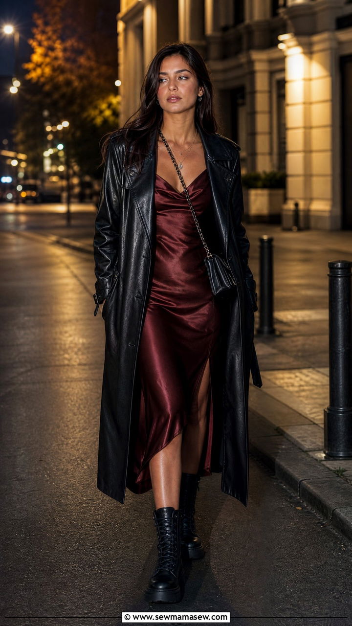 Leather Trench With A Slip Dress And Combat Boots - 35 How to style a trench coat