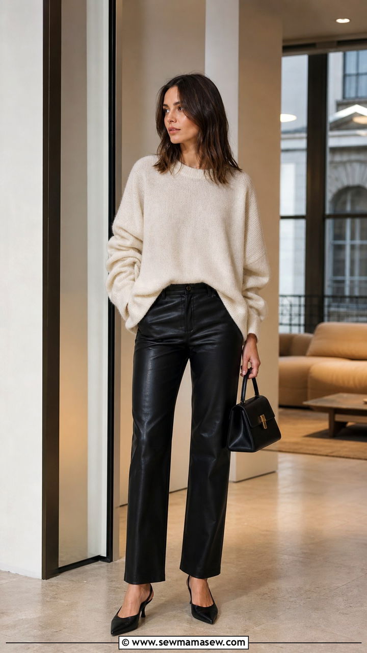 Leather Trousers with Cashmere Sweater Milan - 40 What to wear in Milan