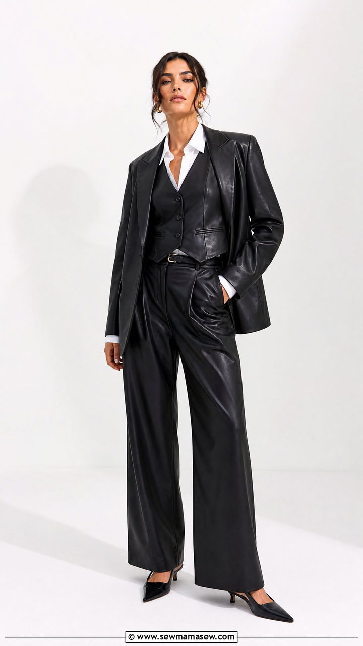 Leather Vest and Pants Matching Set Outfit - 25 Leather matching set outfit ideas
