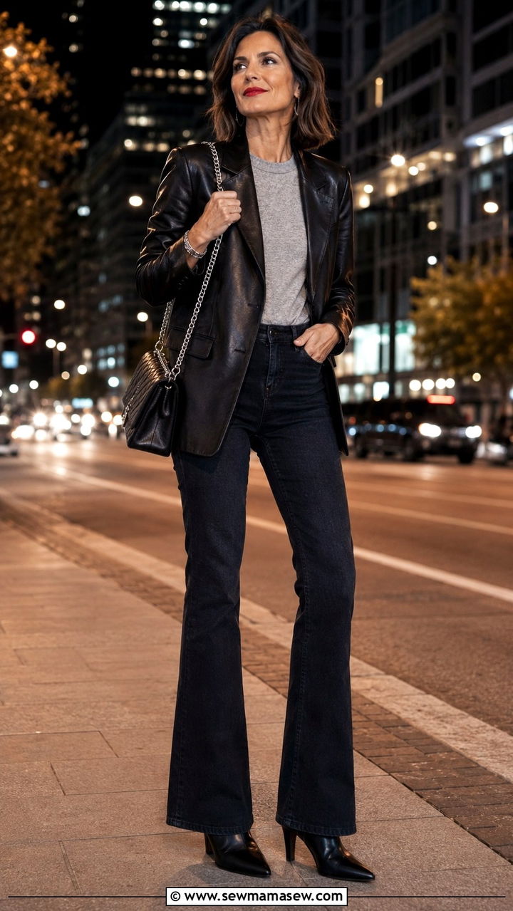 Leather blazer outfit over 40 - 30 How to style a blazer over 40