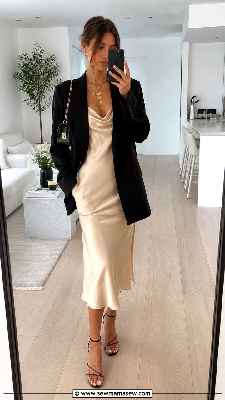 Leather jacket with midi dress outfit NYC - 40 What to wear in New York