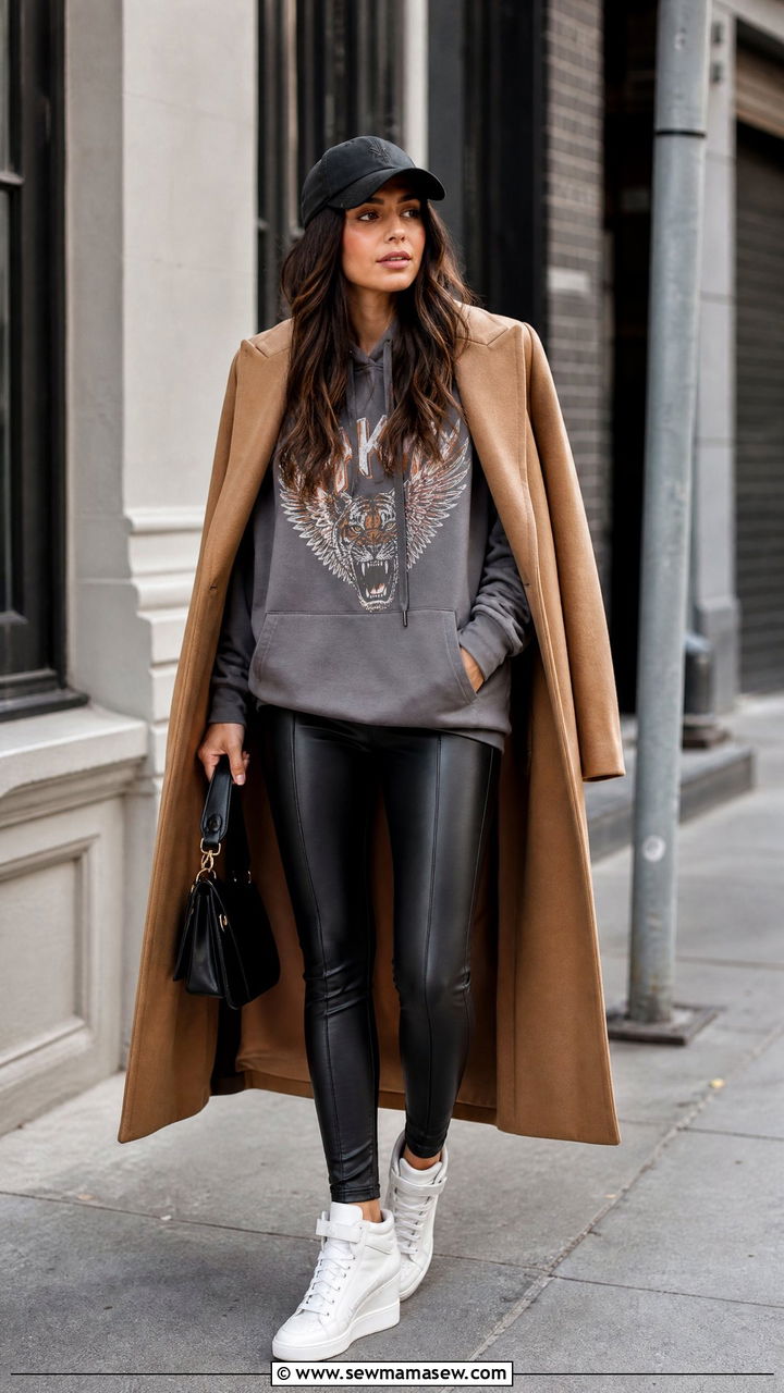Leather leggings with wedge sneakers outfit - 30 How to style wedges