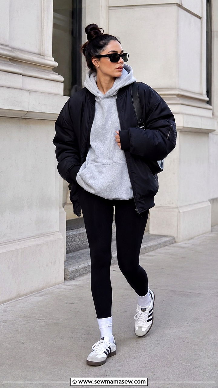 Leggings And Oversized Hoodie With Adidas Samba - 20 How to style Adidas Samba