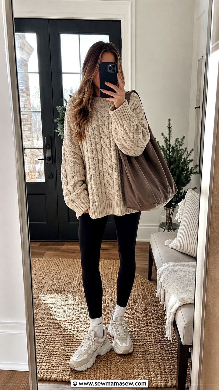 Leggings With Oversized Sweater Outfit - 30 Loungewear outfit ideas errands