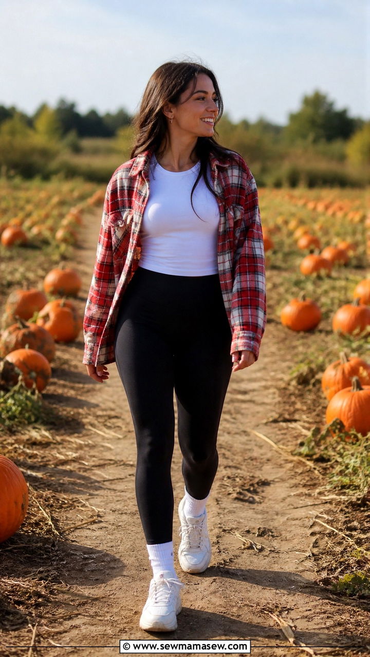 Leggings With Plaid Flannel Shirt - 40 casual leggings outfits