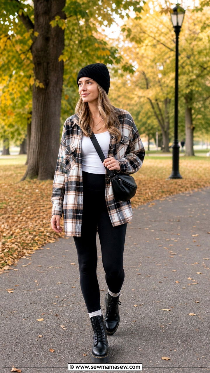 Leggings With Shacket And Fitted Tank - 40 casual leggings outfits