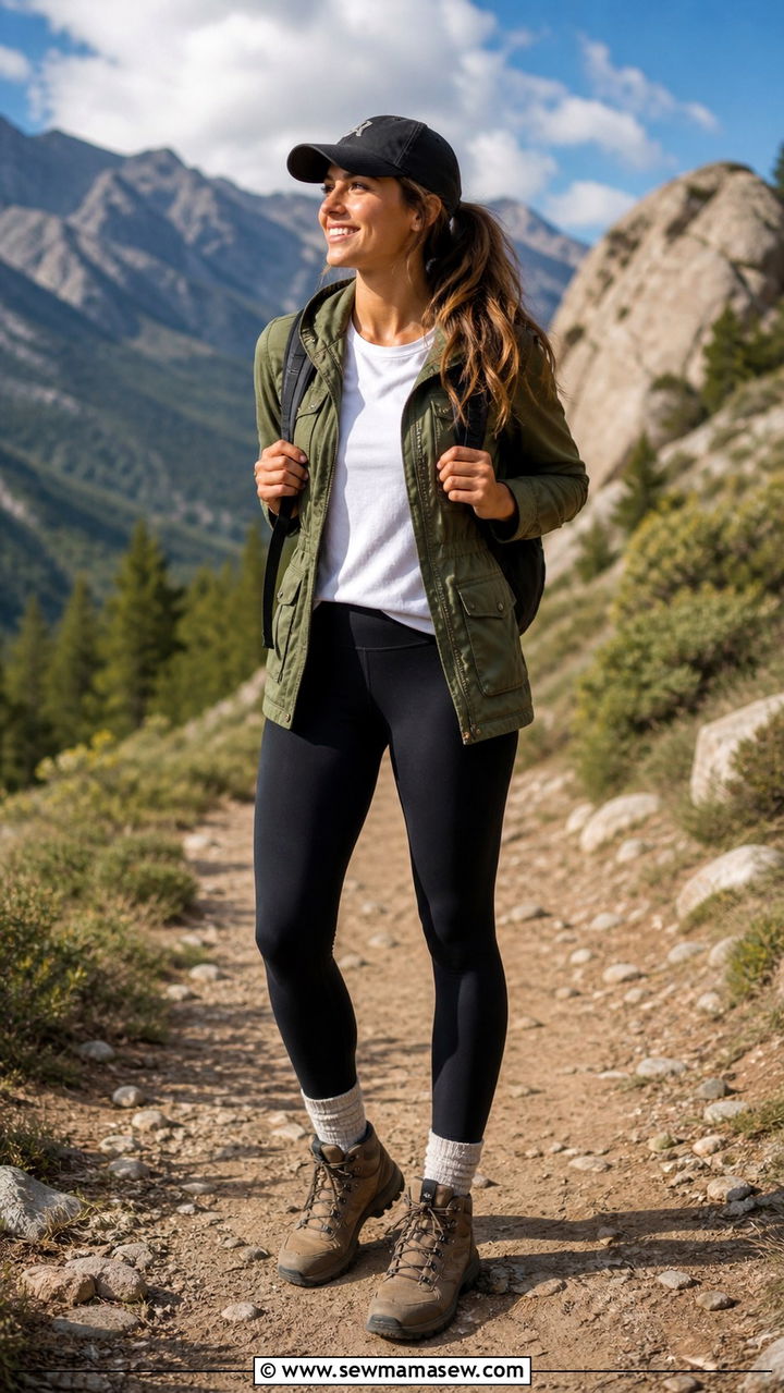 Leggings With Utility Jacket And Hiking Boots - 40 casual leggings outfits