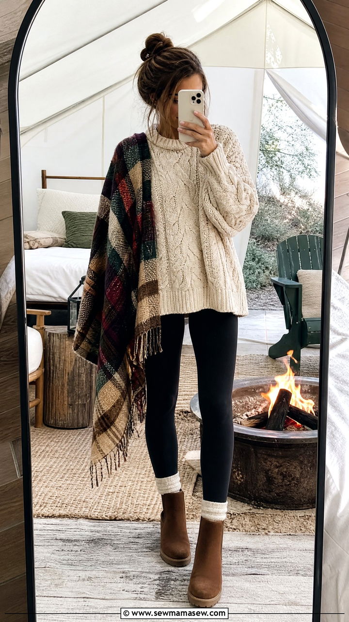 Leggings and Oversized Sweater Glamping Outfit - 25 Glamping outfit ideas