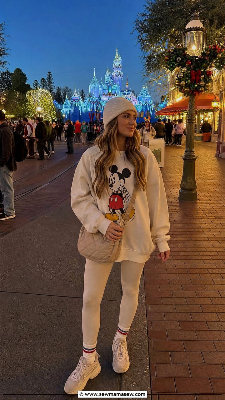 Leggings and Oversized Sweatshirt Outfit - 40 What to wear in Disneyland