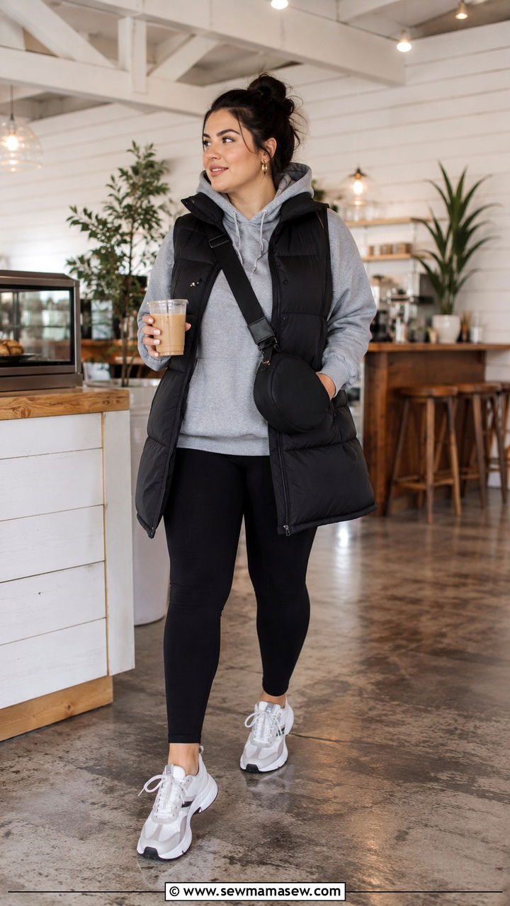 Leggings and oversized hoodie outfit - 30 Travel outfits for midsize women