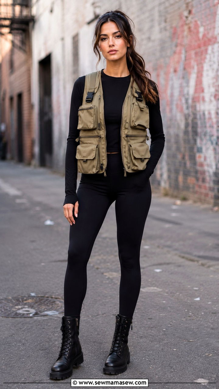 Leggings with a vest and combat boots - 30 How to style leggings