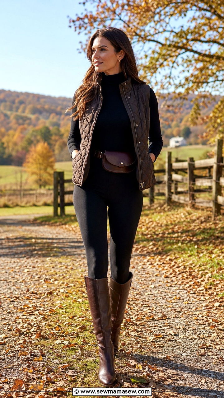 Leggings with turtleneck and riding boots outfit - 30 leggings outfits for women over 40