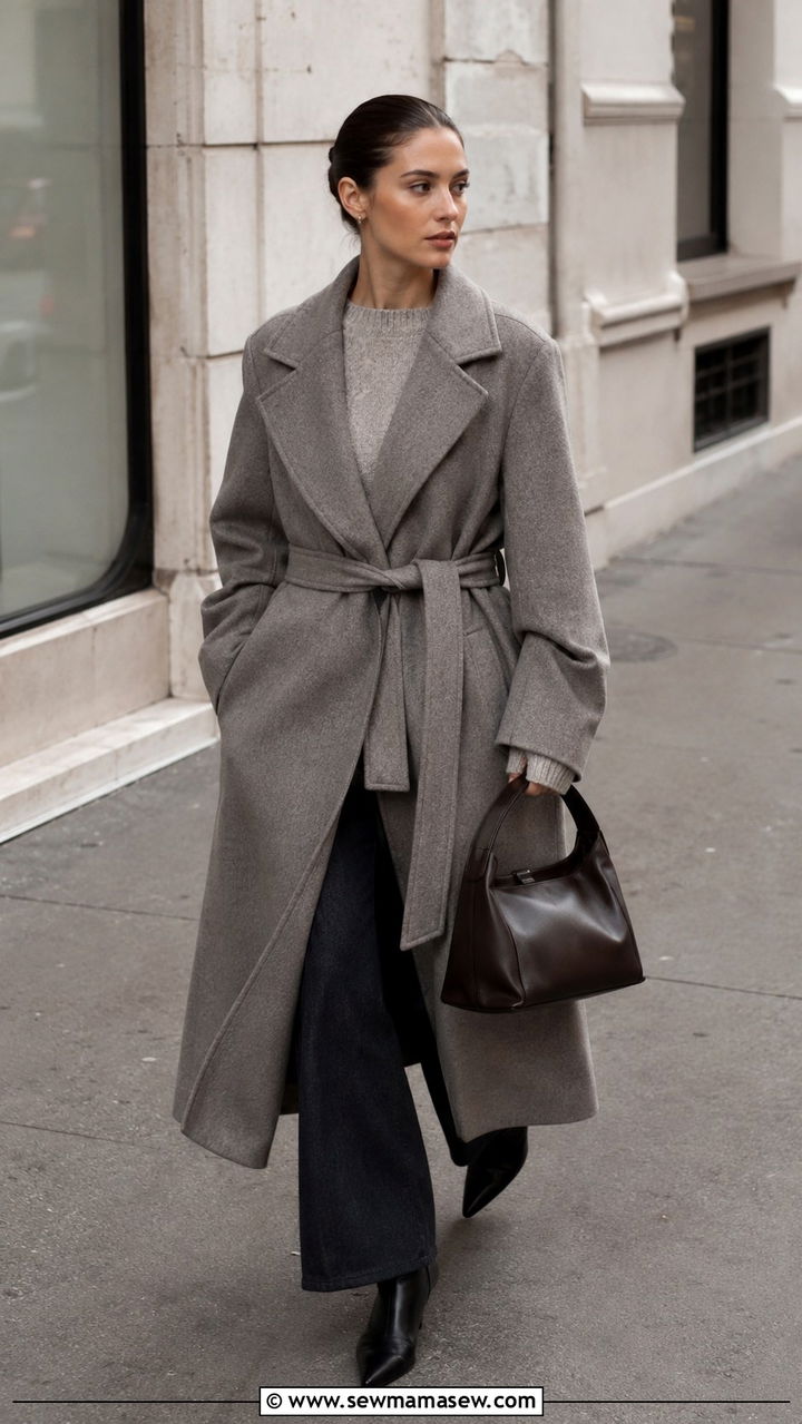 Lemaire Belted Wool Coat Outfit - 20 Quiet luxury outfit ideas Lemaire style