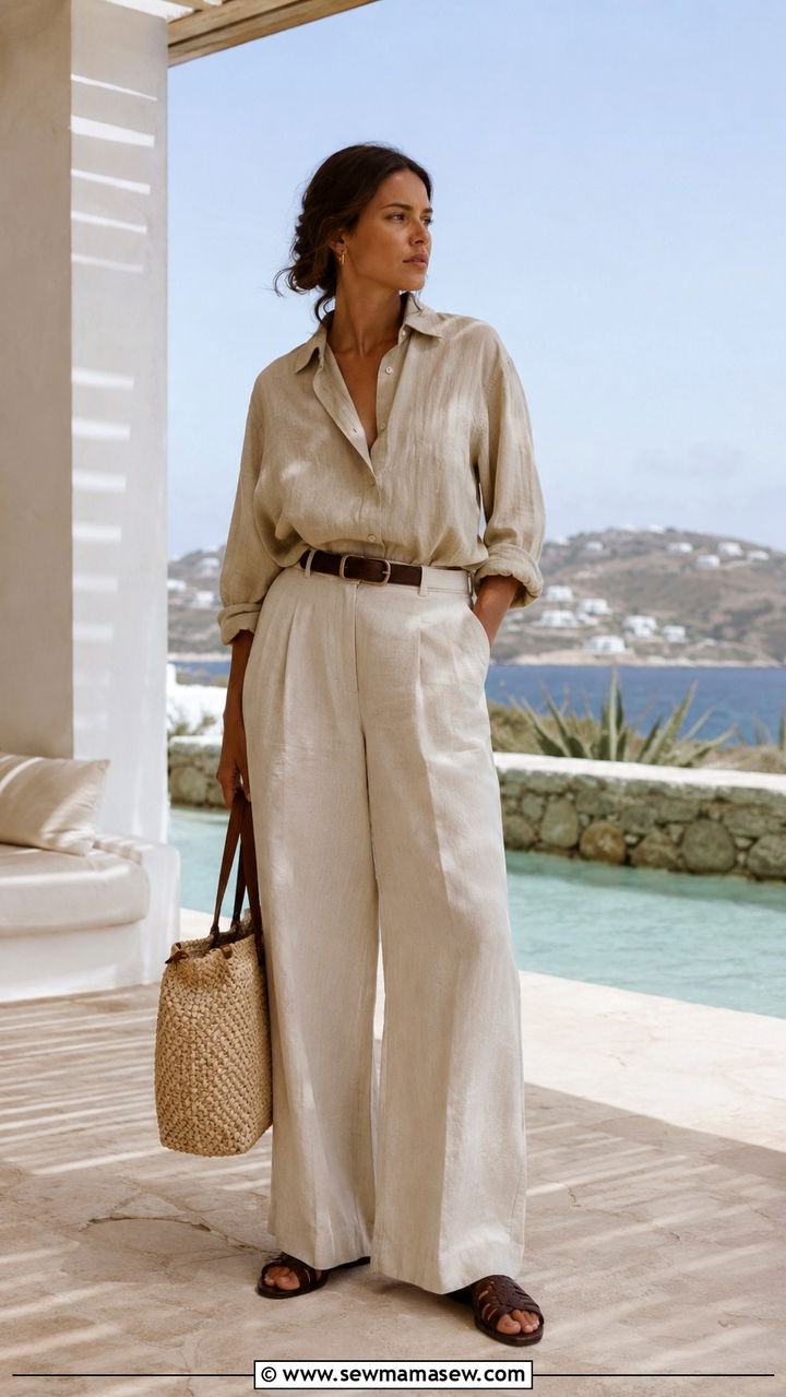 Lemaire Silk Shirt With Linen Trousers - 20 Quiet luxury outfit ideas Lemaire style