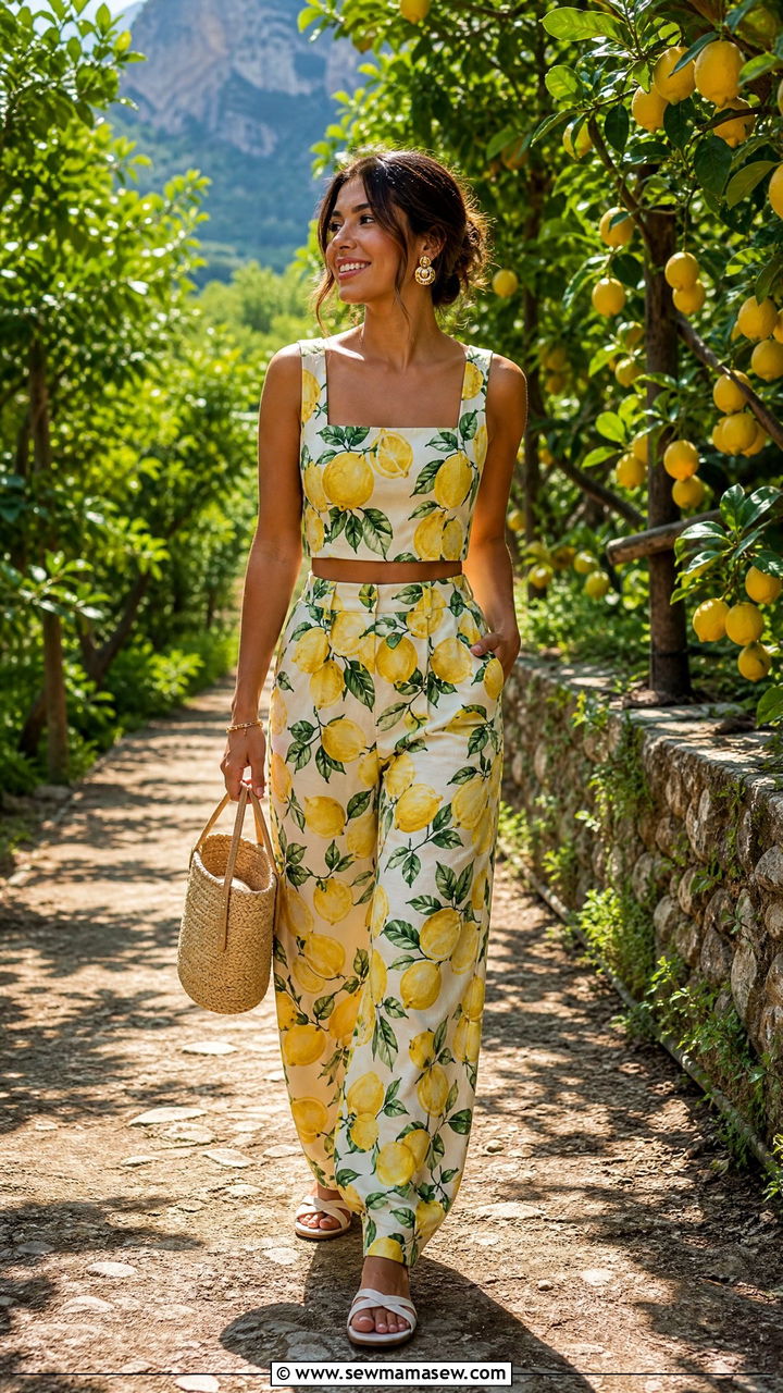 Lemon Print Co Ord Set Italy Summer Outfit - 30 cute Italy outfits